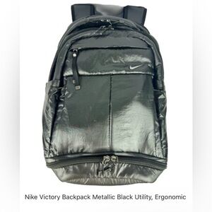 Like-New Nike Victory Backpack Metallic Black Utility Green Ergonomic Heavy Duty